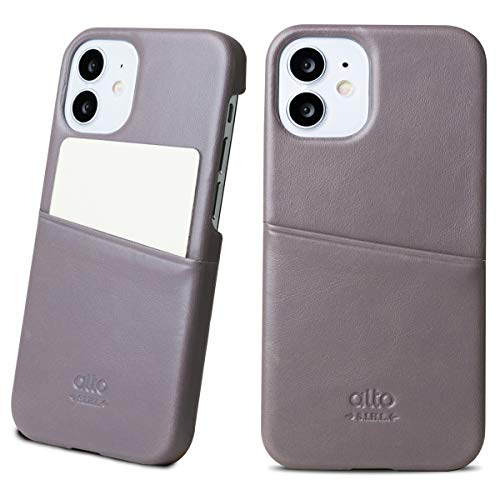 Authentic Crazy Deals Alto Metro Leather Card Case Designed for iPhone 12 Mini (5.4 inch 2020), Premium Italian Leather Wallet Case with Card Holder Design (Cement Gray)