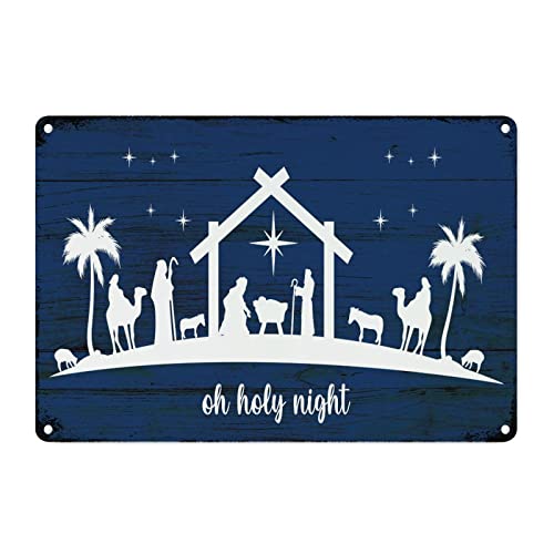 Plaque murale en métal Silent Night pour créer une ambiance chaleureuse de Noël sur votre porche