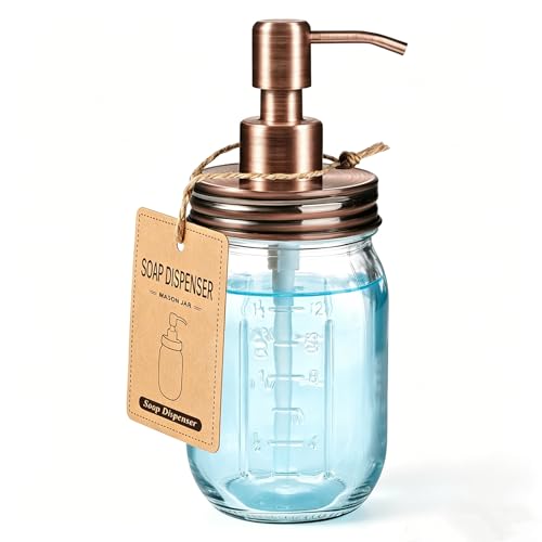 Image of Amolliar Mason Jar Liquid Soap Dispenser, Lotion Dispenser, Copper 1 Pack