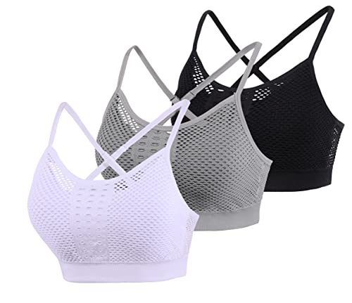 Image of AKAMC Women's Cross Back Sport Bras,Adjustable Straps Padded Criss Cross Cropped Bras for Yoga Workout Fitness