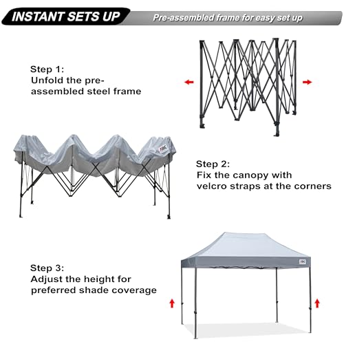 Image of ABCCANOPY Patio Pop Up Canopy Tent 10x15 Commercial-Series (Gray)
