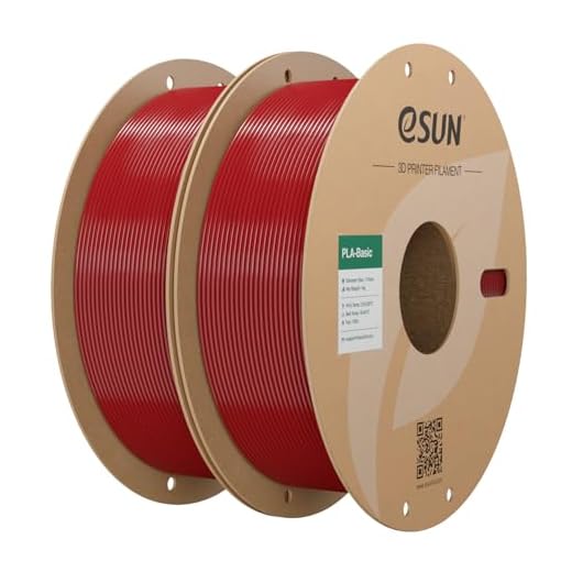 eSUN PLA Basic Filament 1.75mm, 3D Printer Filament High Speed PLA for Fast Printing, 1KG per Spool, 2 Spools High Speed 3D Printing Filament, Fire Engine Red