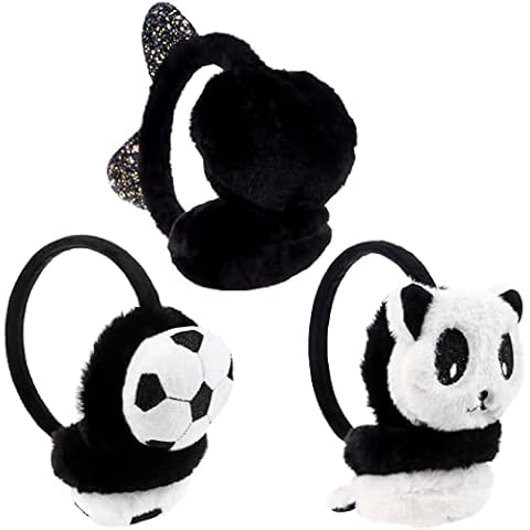 3 Pack Kids Furry Winter Earmuffs Cute Panda Plush Faux Fur Earmuffs Winter Outdoor Furry Ear Warmers Plush Ear Muffs Unisex Warm Faux Furry Winter Outdoor EarMuffs for Children Cover