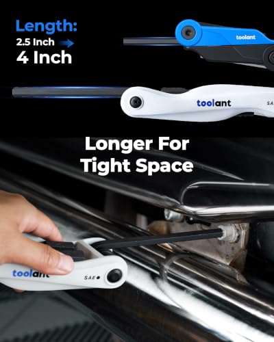 Image of Kraftek toolant 11PCS Long Arm Folding Allen Wrench Set, SAE Hex Key Set 3 /32 inch-1 /2 inch, Extended Reach Allen Key Set with 4 Inch Long Arms, CRV Steel Foldable Hex Wrench Tool for Bike Repair, Home & DIY
