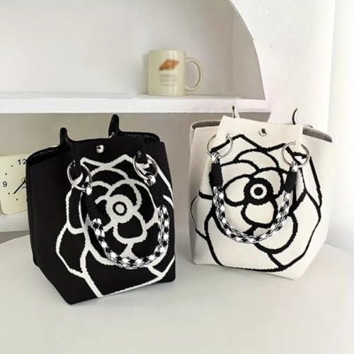 Bolsa Tote Floral Tejida a Mano, Bolsos de Hombro de Crochet, Adecuada para Todas las Ocasiones miniatura 2