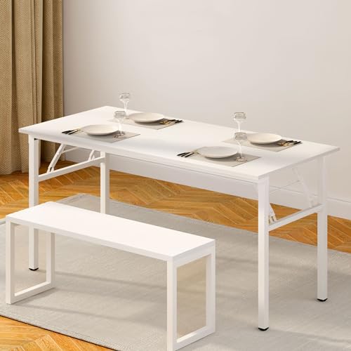 Image of Need Office Computer Desk 60 Inch Sturdy Folding Laptop Table White