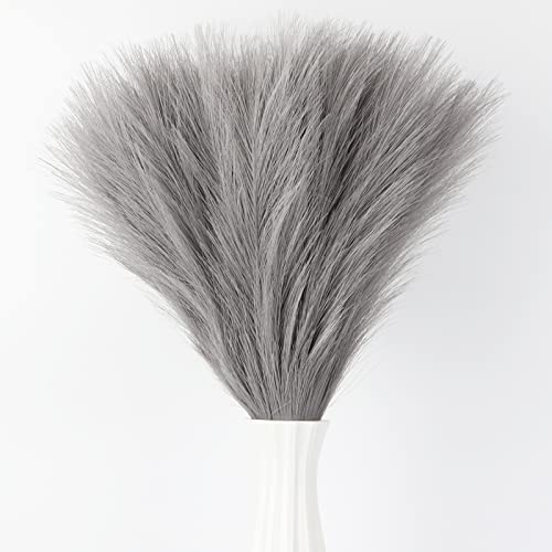 Fiori artificiali, erba di pampa, 40 pezzi, grigio chiaro, finto tessuto di seta, per decorazione di nozze, centrotavola per tavolo, bouquet da sposa, composizioni floreali fai da te (42 cm)