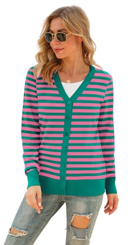 Image of VIISHOW Women Long Sleeve Button Down V Neck Lightweight Basic Knit Sweater Cardigan