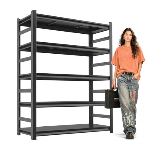 Metal Garage Shelving Unit, Heavy Duty 5-Tier Adjustable Storage shelves, Steel Shelving, 3000 lbs...