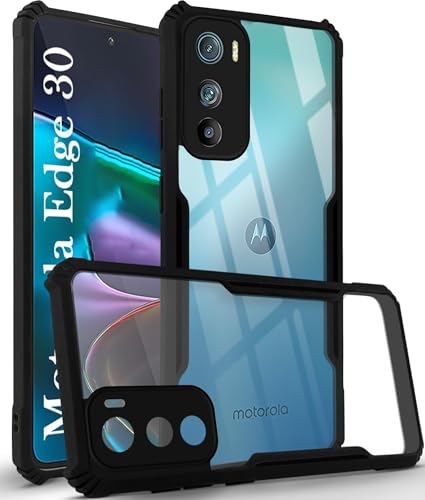 Image of Jkobi Back Cover Case for Motorola Moto Edge 30 (Polycarbonate Clear Panel with Shockproof | Professional Black)
