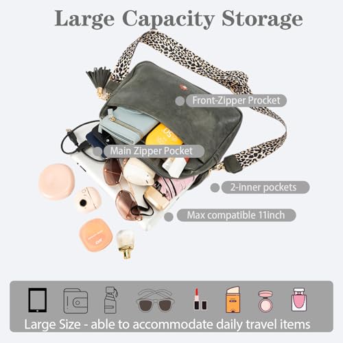 Vegan Leather Crossbody Bags for Women,Large Capacity Cross Body Purses Women Wide Strap Shoulder Handbag3