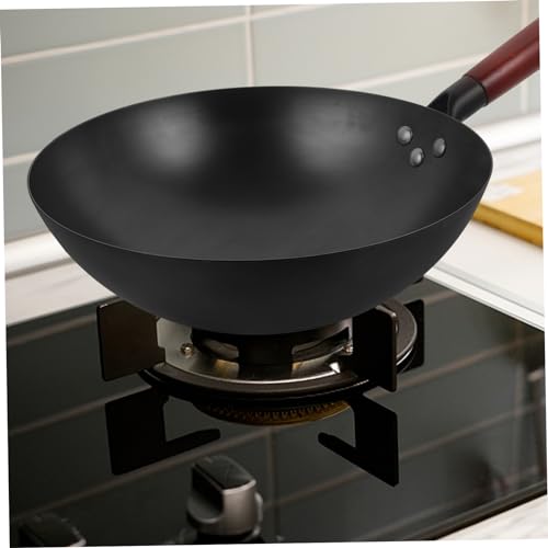 Wok chino antiadherente con mango de madera miniatura 5