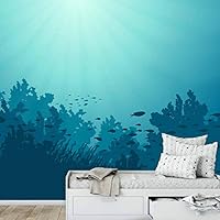 Wall Mural Under The Sea Fish Removable Self-Adhesive Wallpaper Wall Decoration for Bedroom Living Room - 66x96 inches