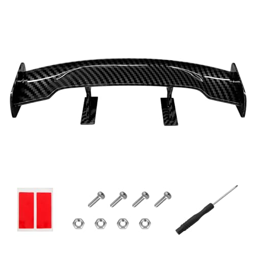 XJVSS Car Mini Spoiler Wing, 9.6 Inch Self-Adhesive Car Rear Tail Decorative Spoiler Wing Without Perforation, Tiny Trunk Tail Wings Automotive Exterior Accessories for Women Men (Carbon Fiber)