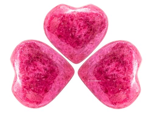 Image of Certified Pink Rhodonite Crystal Heart Palm Pebbles Stones for Anxiety Stress Relief Massage - AAA Grade Original Healing Gemstone Agate Heart Palm Stone for Yoga Meditation Spiritual