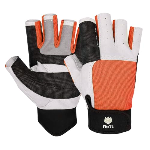 FitsT4 Sports Segelhandschuhe mit ¾-Finger und Idealem Griff für Segeln, Yacht, Segelsport, Paddeln, Kajak, Angeln, Fischen, Dinghy, Schlauchboot, Wassersport mit Booten