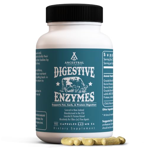 Ancestral Supplements Digestive Enzymes for Women & Men, 90 Ct | Probiotics plus grass fed beef organ supplements support gut health, digestion and nutrient absorption.