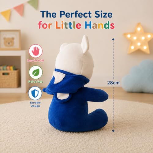 Image of Plush Teddy Bear with Blue Hoodie, Soft Stuffed Animal, White and Navy Blue 25 cm