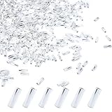 1050pcs 2x7mm Silver Glass Bugle Beads Tube Twisted Seed Beads for Earring Bracelet Necklace Jewelry DIY Craft Making AAA