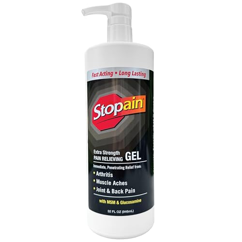 Stopain Pain Relief Gel 32oz, USA Made, Max Strength Fast Acting with Menthol, MSM, Glucosamine for Joint Pain, Back Pain, Arthritis, Knee, Neck Pain, HSA FSA Approved OTC Topical Analgesic (12)