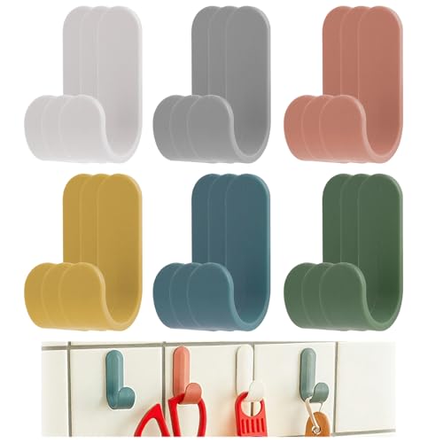 Fllyvly 18 Stück Bunte Selbstklebende Wandhaken klein, Vielseitige Haken für Küche, Bad, Büro und Kinderzimmer, Kein Bohren Notwendig, Stark und Langlebig, für Handtücher, Kleidung und Schlüssel