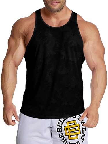 Agilelin Débardeurs de Sport pour Homme, en Maille à Séchage Rapide,T-Shirt sans Manches pour la Musculation(Black/L)