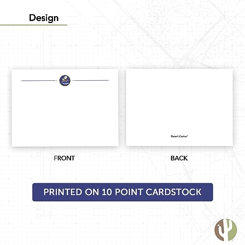 Image of Desert Cactus United States Navy US 10 Pack Notecards Stationery Cardstock Includes Envelopes Memo Party Thank You (Notecard Design 10)