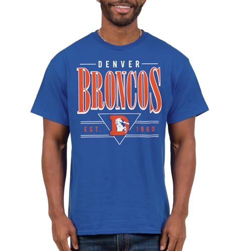 Denver Broncos NFL Established Retro - Adult Short Sleeve Fan T-Shirt for Men & Women Royal Blue