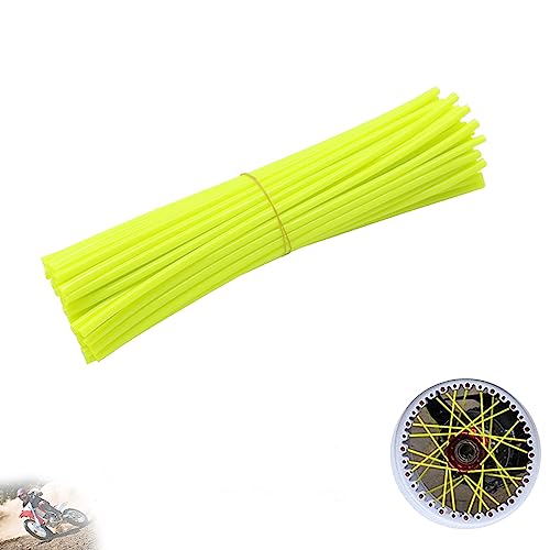 Image of 72 PCS Universal Spoke Skins Motorcycle Dirt Bikes Colorful Protective Trim Wrap Cover Wheel Guard for Yamaha Kawasaki Suzuki(Fluorescent Green)