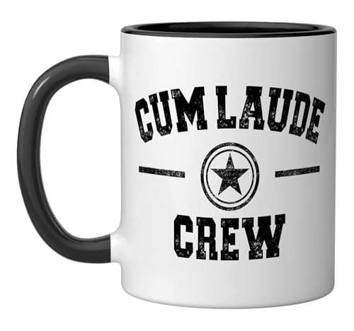 Taza de cerámica Cum Laude Crew en negro y blanco miniatura 1