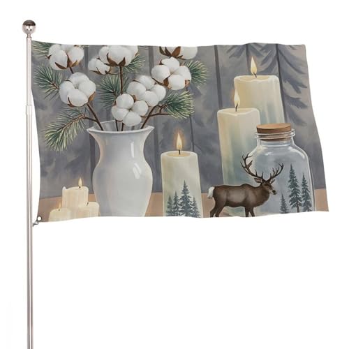 Drapeau décoratif amusant 152x243 cm bougies de pin parfait comme cadeau de Noël