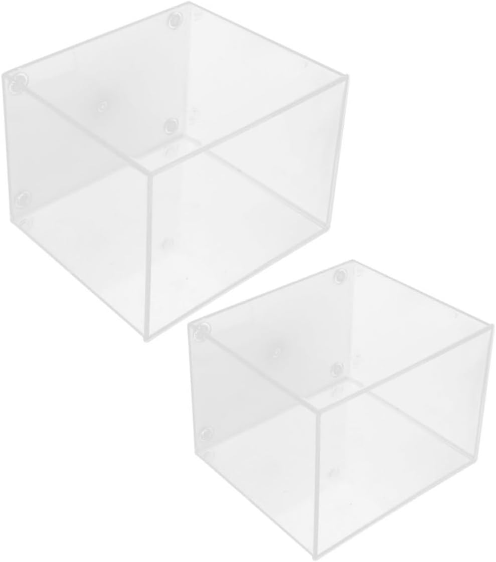 MAGICLULU 2pcs Mini Desktop Fish Tank Kit Rimless Aquarium Bowl for Fish and Turtles Space-Saving Plastic Design Compact Size for Small Tables and Office Desk