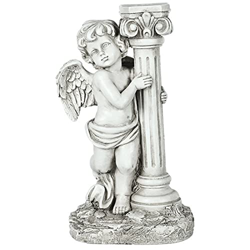 CLLX Ornamentos De Jardín, Estatua De ángel Columna del Romano con Luz Solar Adornos de Resina para Terraza, Patio, Césped, Balcón Cover