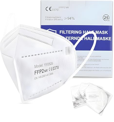 Hygiene100® FFP2 - Mascarillas protectoras para el polvo (30 unidades, 5 capas, higiénicas, envasadas individuales, certificadas, máscara plegable, máscara de filtro de partículas, respiración ligera