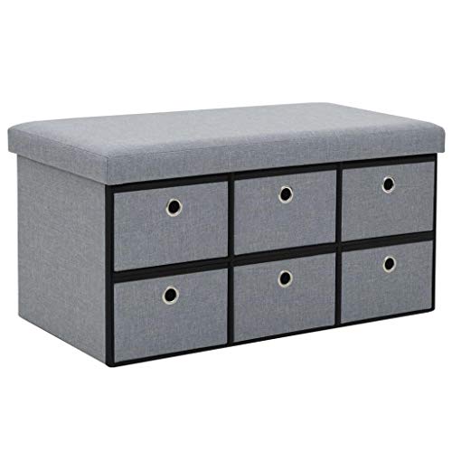 ZHOUMIN Commode pliable en simili lin 76 x 38 x 38 cm Gris clair, coffre de rangement, banc de rangement