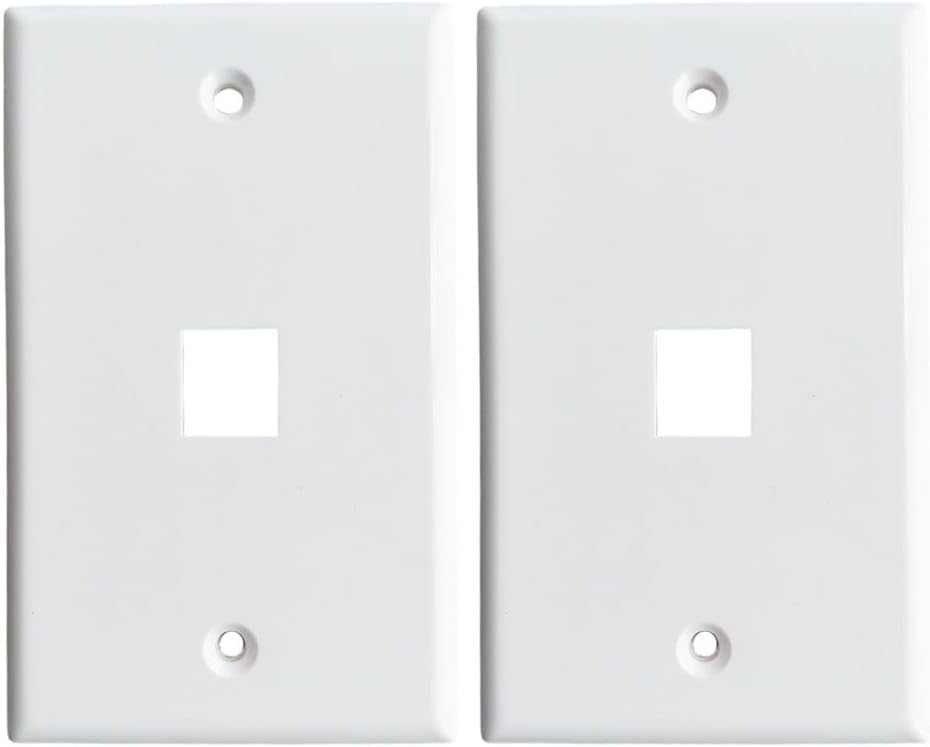 1 Port Keystone Wall Plate White - Single Gang 1 Hole Keystone Cover plate for Ethernet RJ45/HDMI Keystone Jack(2-Pack) 1Port-WH
