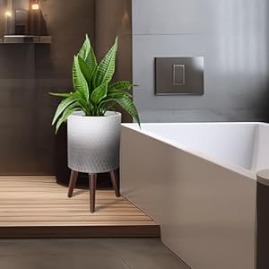 12 inches plant pot with stand large modern standing planters with drainage holes for indoor plants whitegray flower pots with legs  urban country home decor