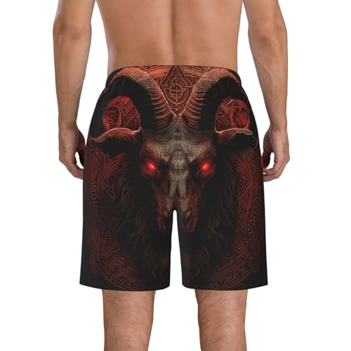 Evil Goat Satanic Ancient Symbol Dark Red Black Men's Quick Dry Swim Trunks Surfing Beach Mesh Board Shorts3