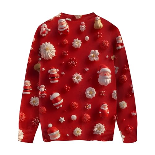 Kids Christmas Sweatshirts Long Sleeve Crewneck Cute Sweaters Boys And Girls Xmas Print Holiday Fall Pullover Sweaters3