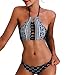 Canserin Women's Bikini Set, Womens Print Bandage Two-Piece Bikini Swimsuit Beachwear (S, Black)