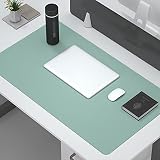 Grand Tapis De Souris De Gaming Pas-glisser Tapis De Table,Cuir PU Mousepad Nettoyage Facile Tapis De Portable Etanche Clavier Pad Pour Joueur Bureau Accueil-Vert 80x50cm