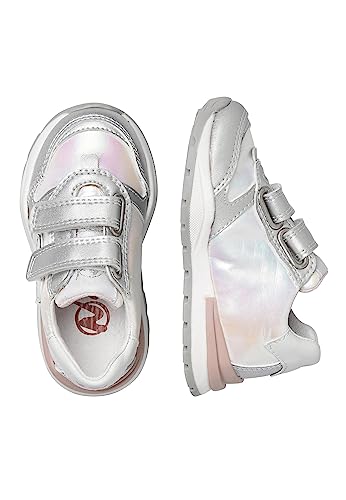 Naturino QUELLY VL.-Leather and Fabric Sneakers-Silver2
