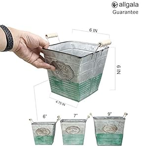 allgala Galvanized Planter Pot Indoor and Outdoor Decoration-Square-6"-HD88306 allgala Galvanized Planter Pot Indoor and Outdoor Decoration Square 6 HD88306