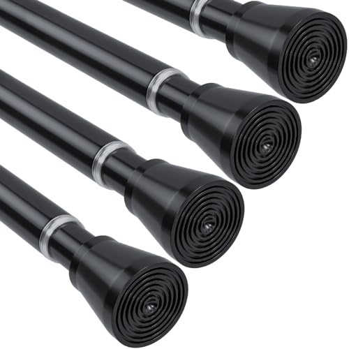 Image of 4 Pack Spring Tension Curtain Rod 28 To 48 Inch Adjustable Expandable Black Tension Rod 7 /8 inch Shower Curtain Rods No Drilling Spring Loaded Curtain Rod for Windows Bathroom Closet Bedroom Doorway Door