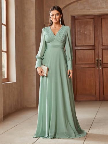Image of TOLEEN Summer Casual Dresses for Women 2026 Spring Fashion Boho V Neck Long Sleeve Ruffle Floral Print Elegant Maxi Dress