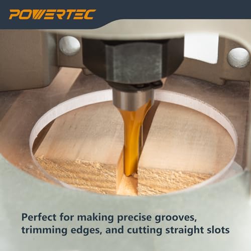 Image of POWERTEC Straight Router Bit - 1 /4 inch Cutting Diameter, 1 /2 inch Shank, Tungsten Carbide, 3 /4 inch Depth & 2-11 /16 inch Overall Length - Fits CNC, Handheld & Plunge Routers, 1PK (73051)
