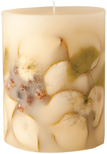 Rosy Rings Anjou Pear Candle, 6-1/2-Inch Round