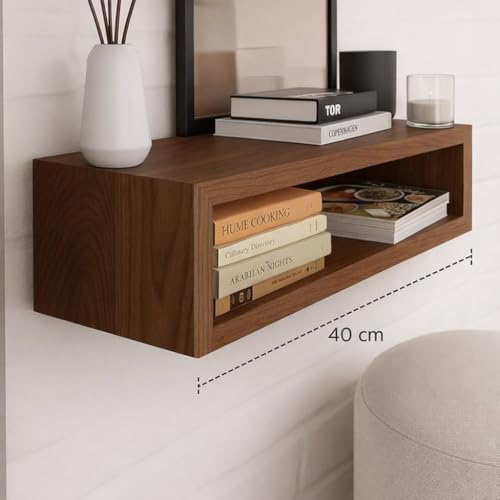Image of Solid Wood Entertainment Floating Tv Unit for Living Room | Floating Media Tv Cabinet | Natural Finish Color and Size Off (Natural, Small 40 CM)