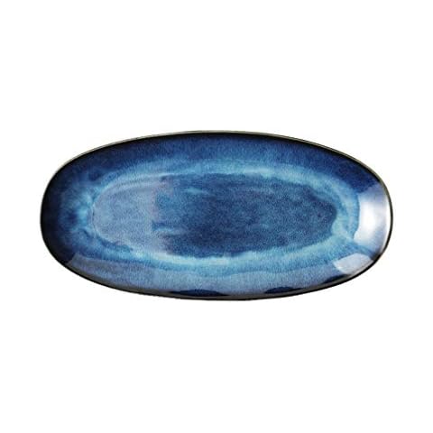 Lurrose Platos ovalados para servir de porcelana para aperitivos en azul Cover