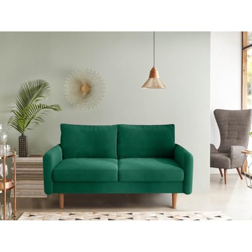 Image of Morrone Velvet Loveseat 2-Seater Sofa, Modern Upholstered Couch for Living Room, Bedroom and Office, Plush Cushion Accent Seating Furniture (Green, 2 Seater)